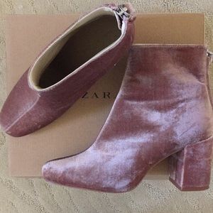 Pink Velvet Zara Ankle Boots
